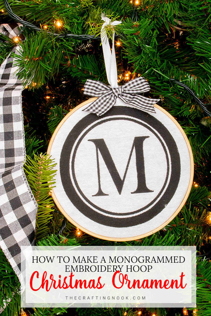 DIY Monogrammed Embroidery Hoop Christmas Ornament