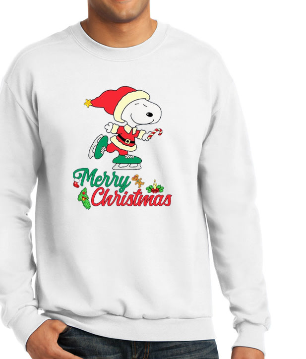 Disney Snoopy Santa Merry Christmas Vibrant Sweatshirt