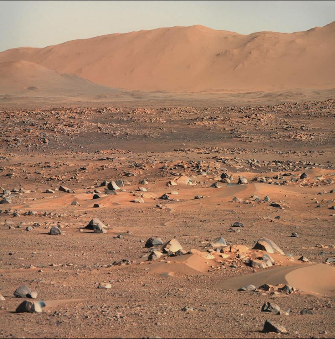 Mars Perseverance Rover viewed this image of Martian landscape using its Mastcam-Z imager