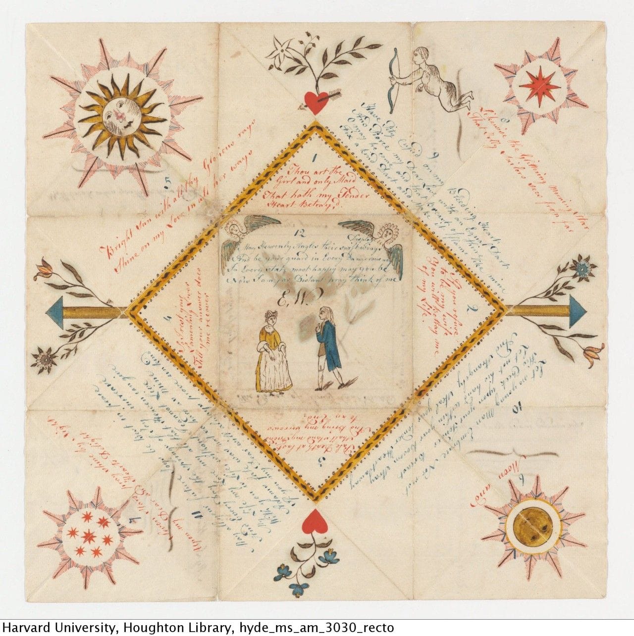 This illustrated 18th century love letter was originally folded into a ...