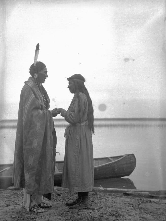 A young couple at Waterhen River in Saskatchewan, Canada, taken in 1931.