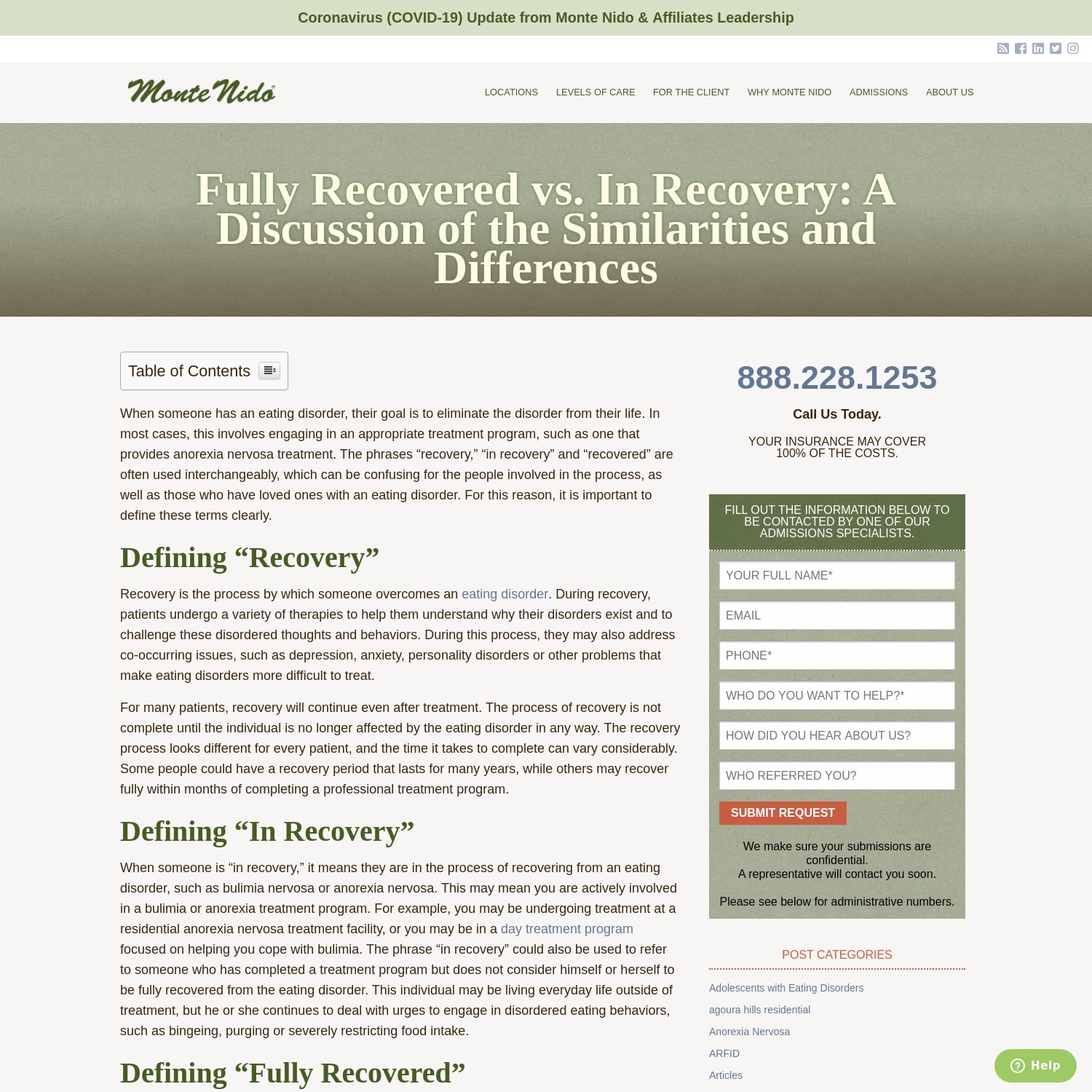 Fully Recovered vs. In Recovery: A Discussion of the Similarities and Differences
