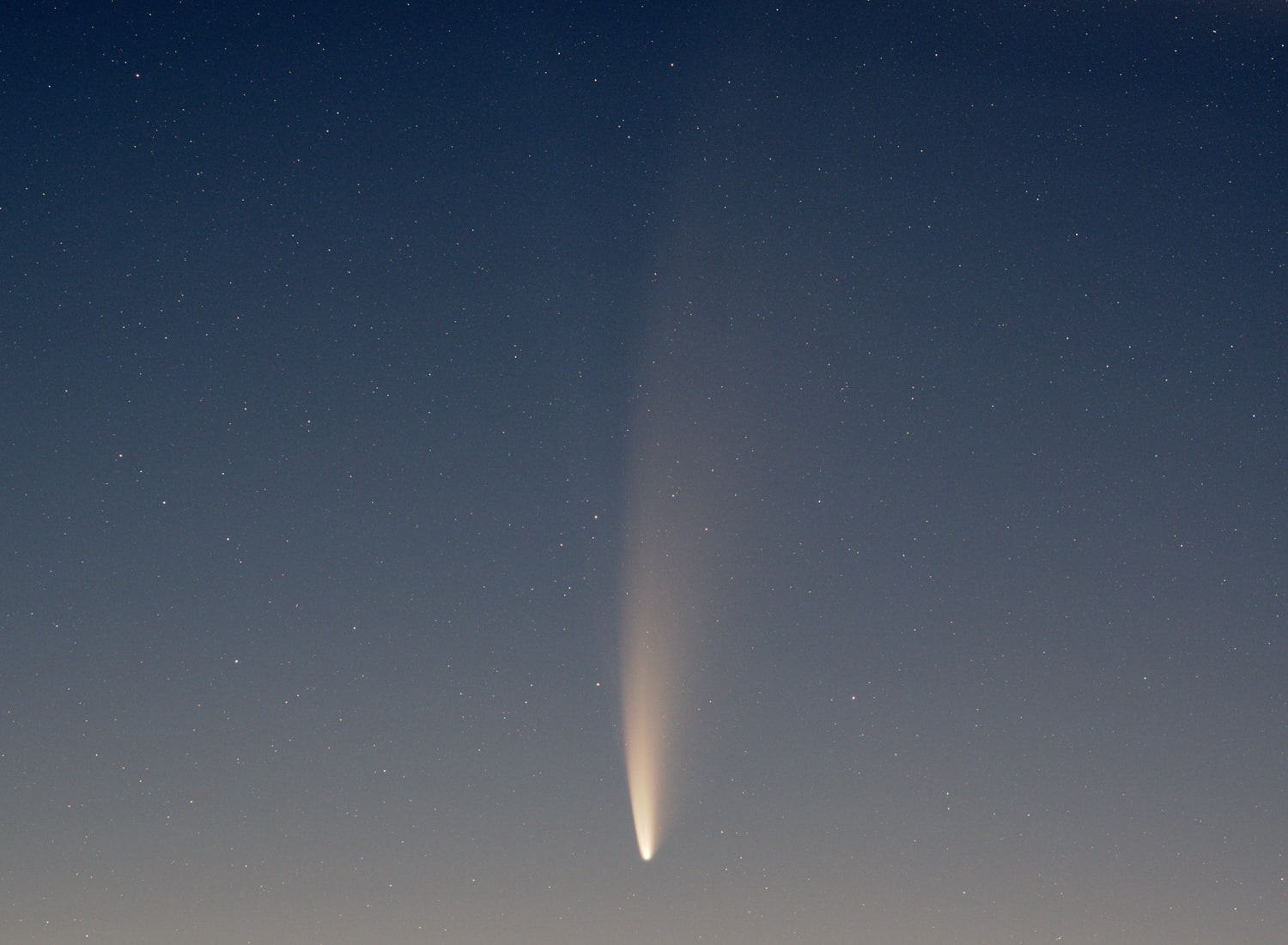Here's a picture I took of Comet NEOWISE with a 135mm camera lens. The tail is huge!
