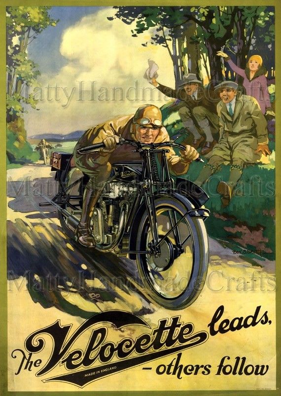 Velocette British Motorcycle Veloce Art Deco 1930s | Etsy | Vintage motorcycle posters, Motorcycle artwork, Vintage motorcycles