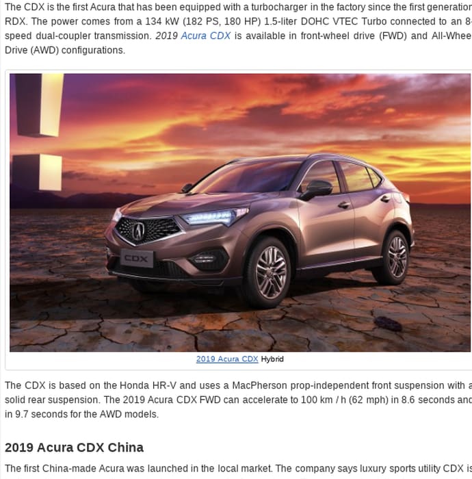 2019 Acura CDX
