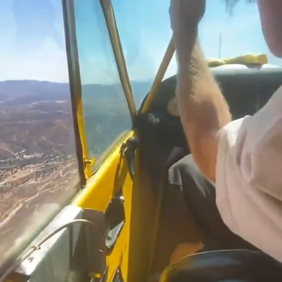 After engine failure the pilot turns the propeller by hand