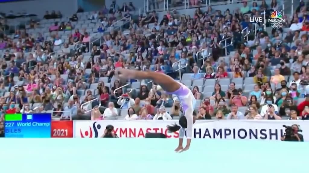 Extreme Slow Motion Video of Gymnast Simone Biles' Incredible 2021 Championship Floor Routine