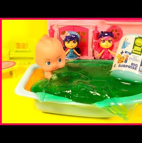 BABY DOLL Surprise Eggs - Baby Doll Bath Pretend Play - Doll Slime Bath