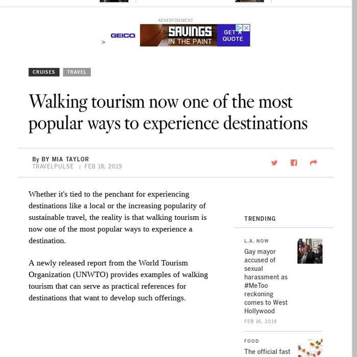Walking tourism now one of the most popular ways to experience destinations