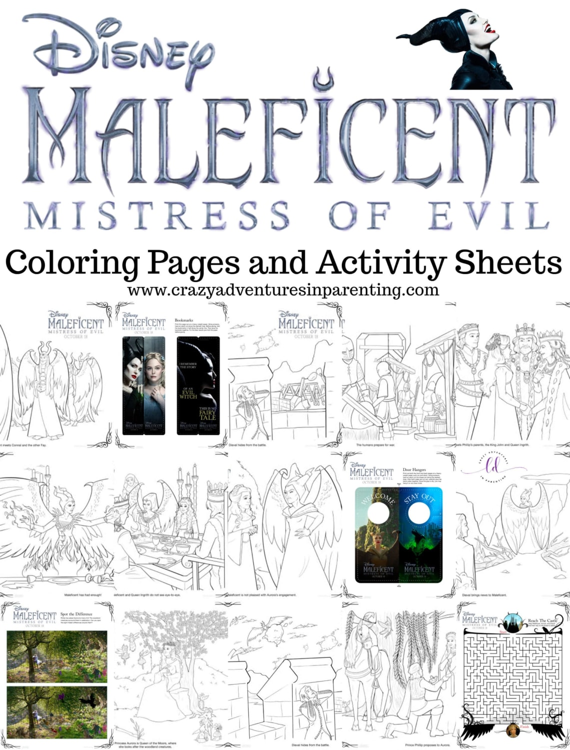 Maleficent 2 Coloring Pages and Activity Sheets