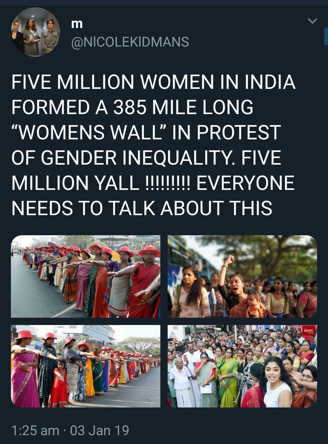 On New Year's day, 3.5 - 5 million women created a 385 mile long "wall" that stretched from one end of the state to the other.… | Faith in humanity, Feminism, Women
