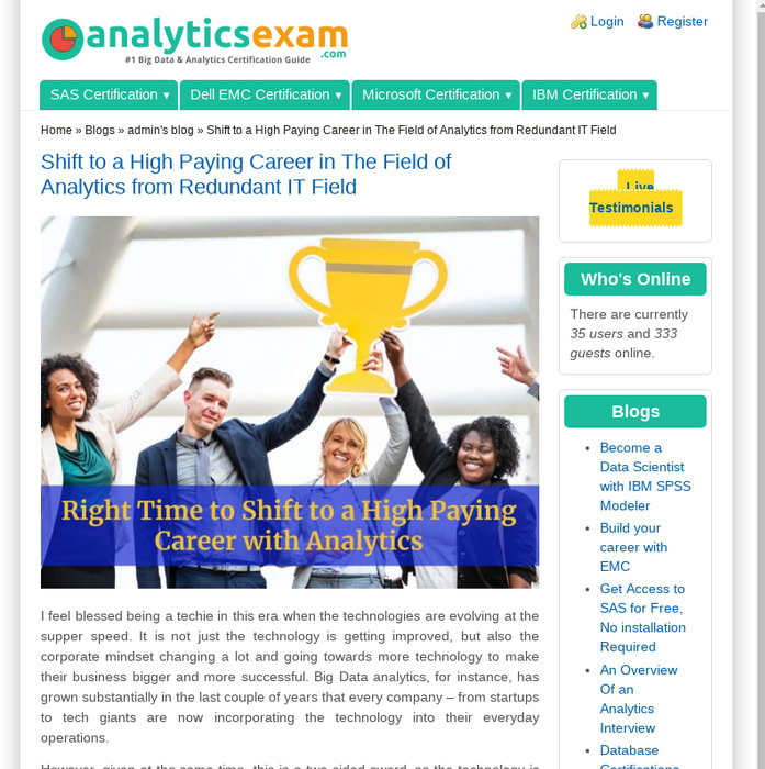 Shift to a High Paying Career in The Field of Analytics from Redundant IT Field