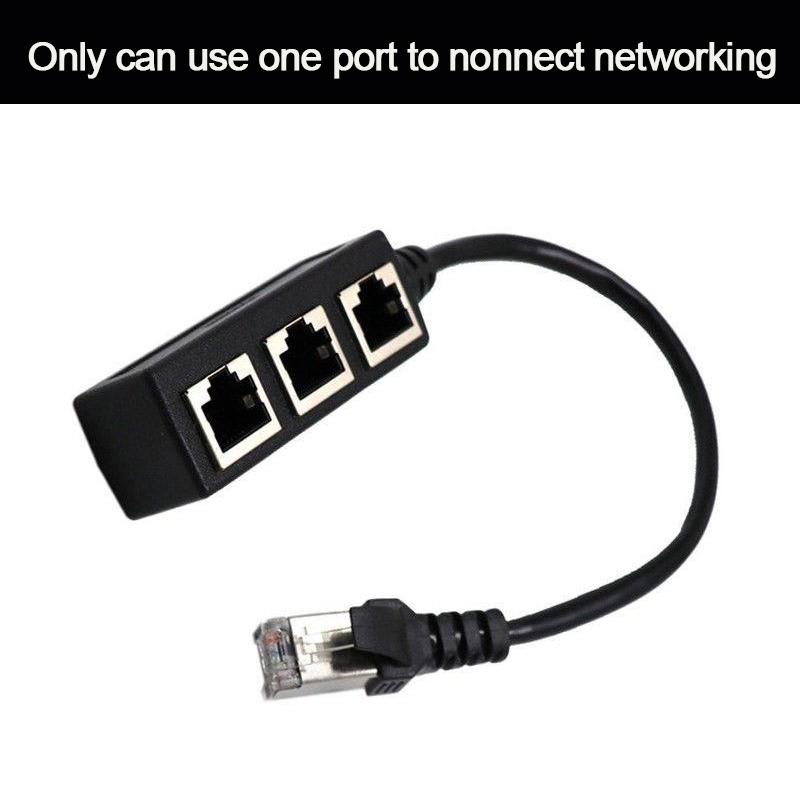 KbnMart RJ45 a point three Ethernet Black Network 1 Male To 3 Female Connector Splitter Adapter for pc computer Cable Network cable
