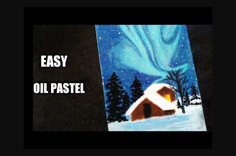 How to draw Northern lights with Oil Pastel