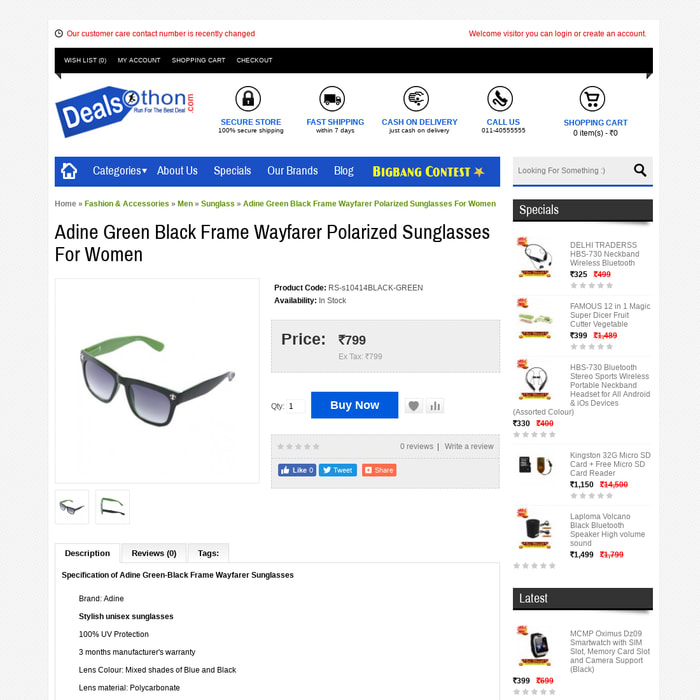 Adine Green Black Frame Wayfarer Polarized Sunglasses For Women