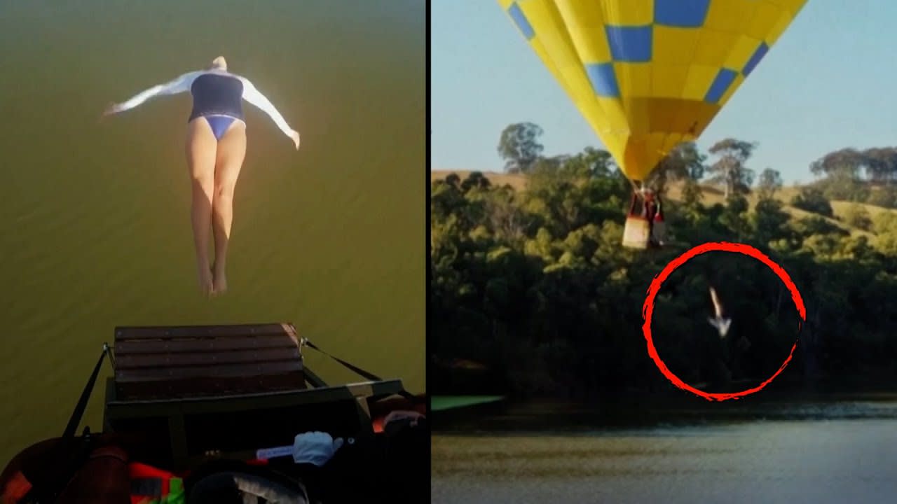 Daredevil Dives Off Moving Hot Air Balloon