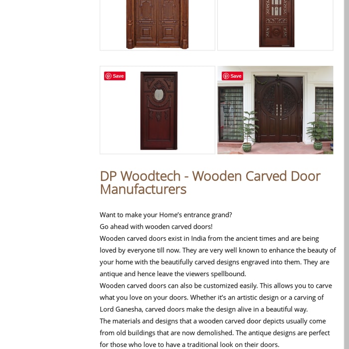 Wooden Carved Doors - Manufacturers and suppliers in India