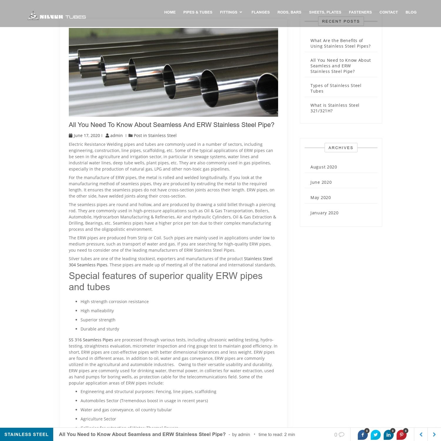 All You Need to Know About Seamless and ERW Stainless Steel Pipe?