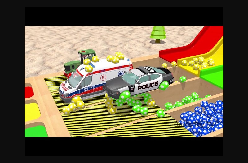 Learn Colors Street Vehicle Soccer Ball Slide for Kids & Children Nursery rhymes