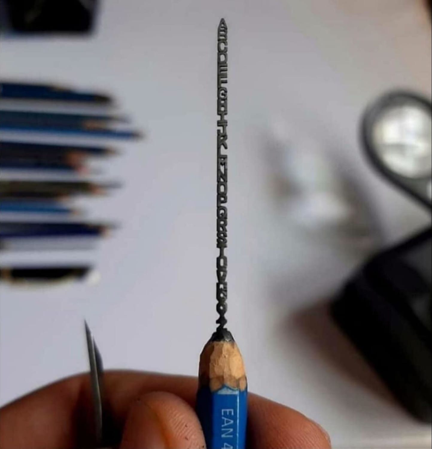The whole alphabet made on a pencil