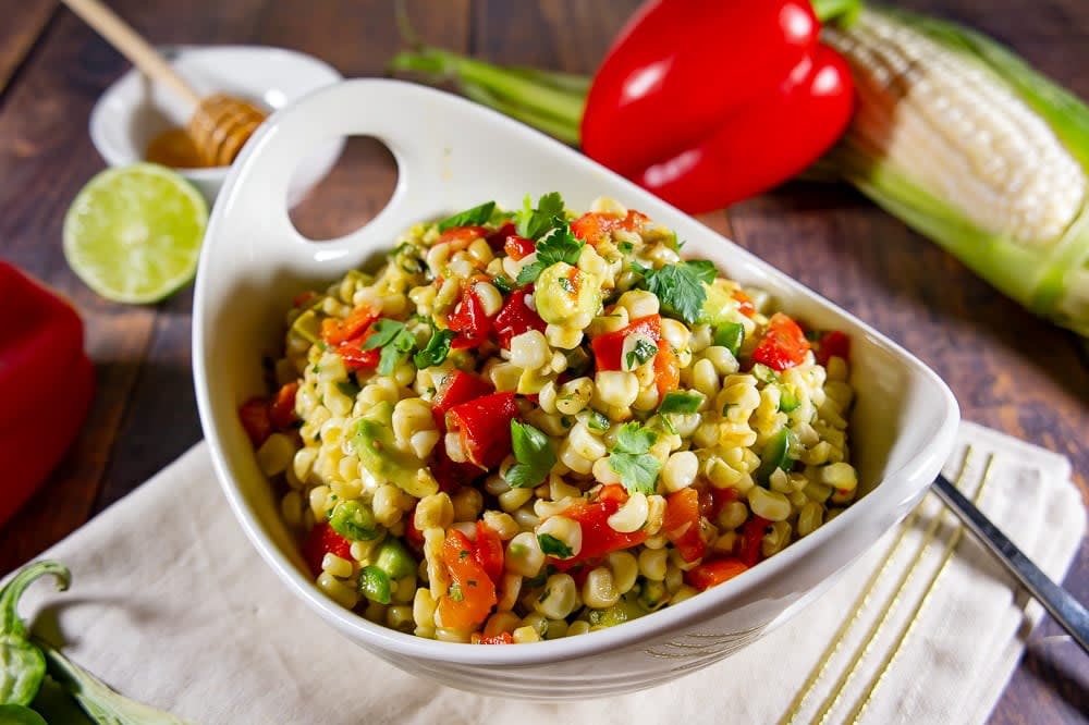Avocado Corn Salad with Roasted Red Peppers