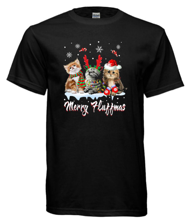 Merry Fluffmas Cute Cat Lovers Christmas Holiday cool T-shirt