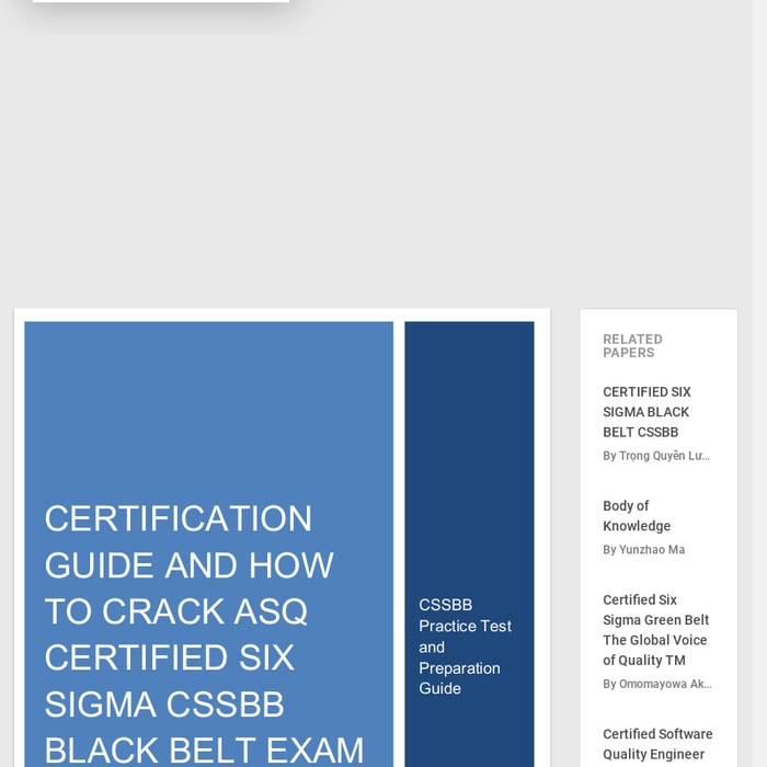 CSSBB Certification Guide and How to Crack ASQ Certified Six Sigma Black Belt Exam