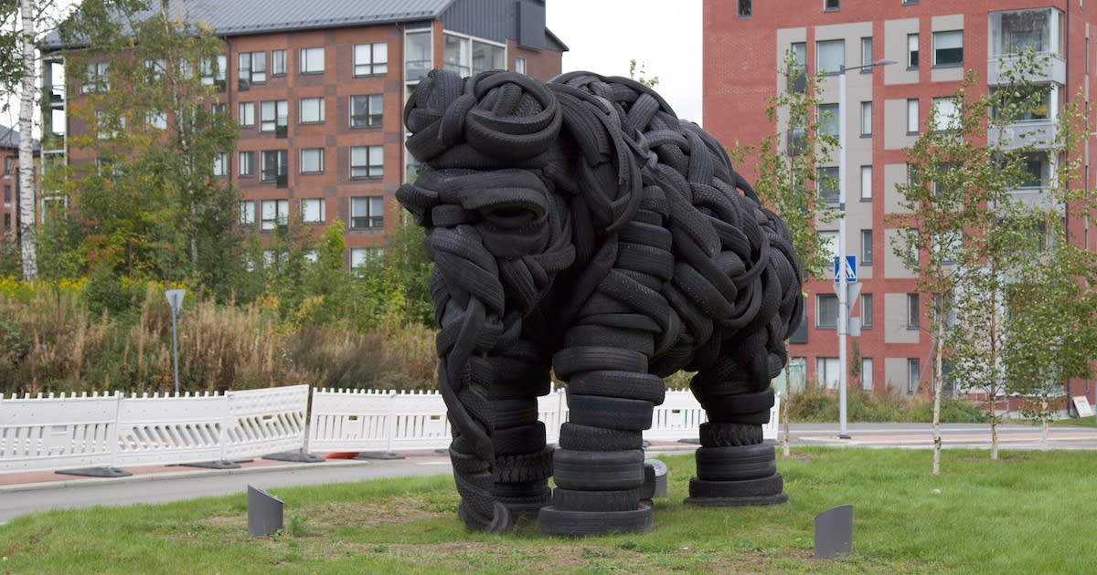 Giant Elephant Sculpture Made Entirely of Recycled Tires and Steel