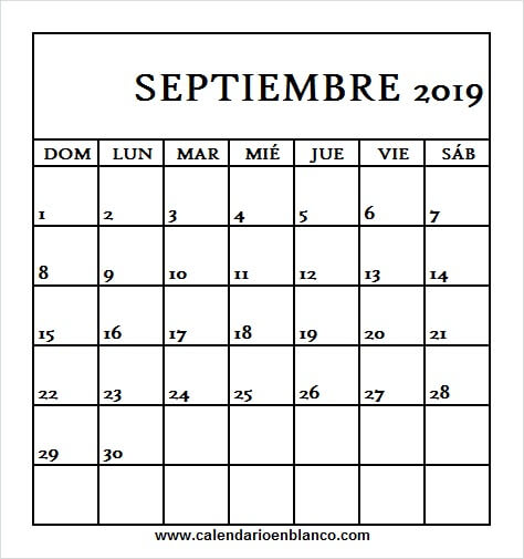 Descargar Calendario Septiembre 2019 Republica Dominicana