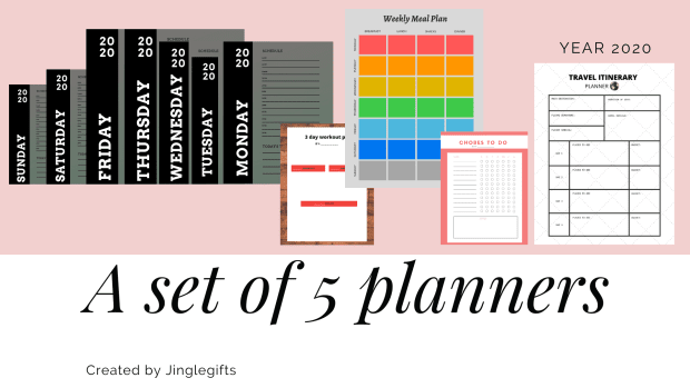 Planners for free download, Meal tracking planner, day planner and more