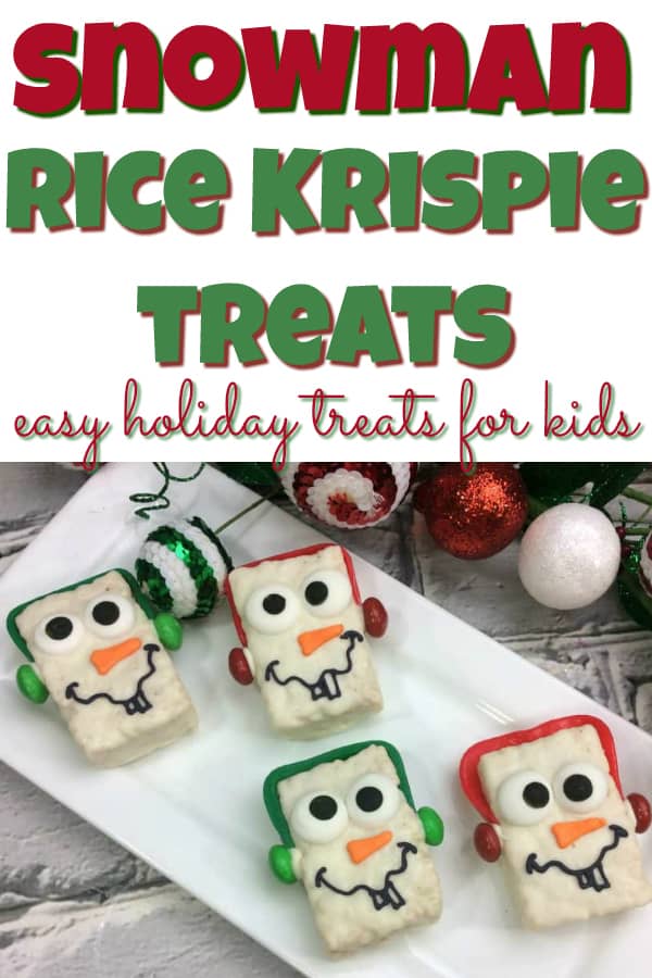 snowman rice krispie treats- Easy Holiday Treats for Kids