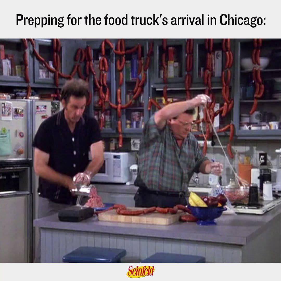 We've got the perfect thing to go with your deep dish pizza.🍕 Catch the Seinfeld Food Truck in Chicago from 4/29 – 5/1.