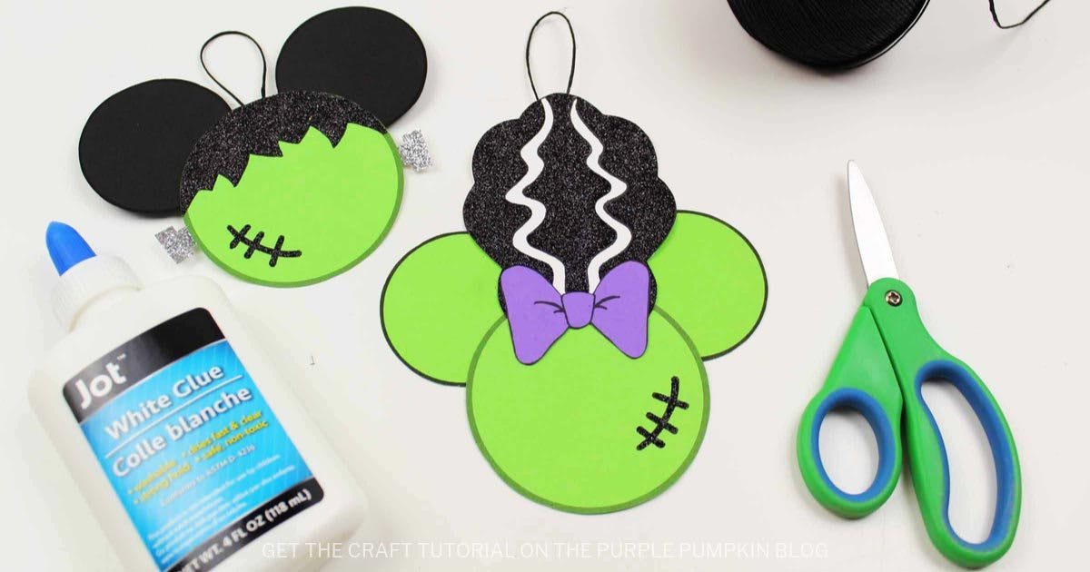 Frankenstein Mickey & Minnie Paper Ornaments Craft for Halloween!