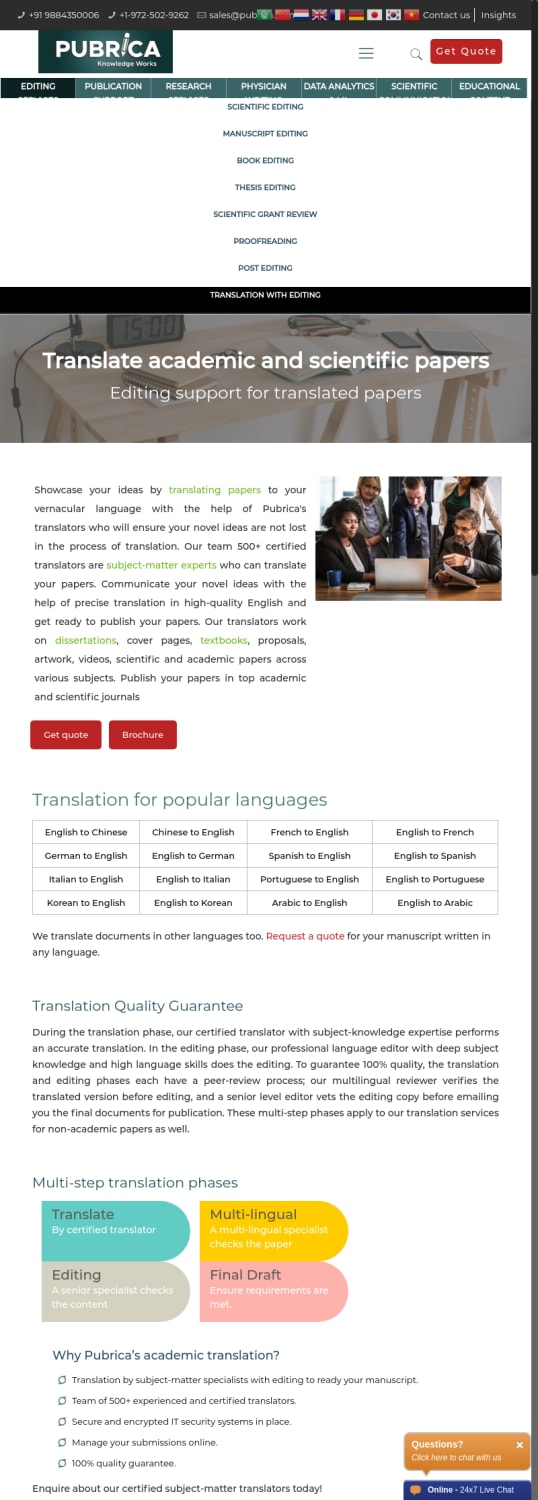 Translation with Editing Service For Academic and Scientific Papers