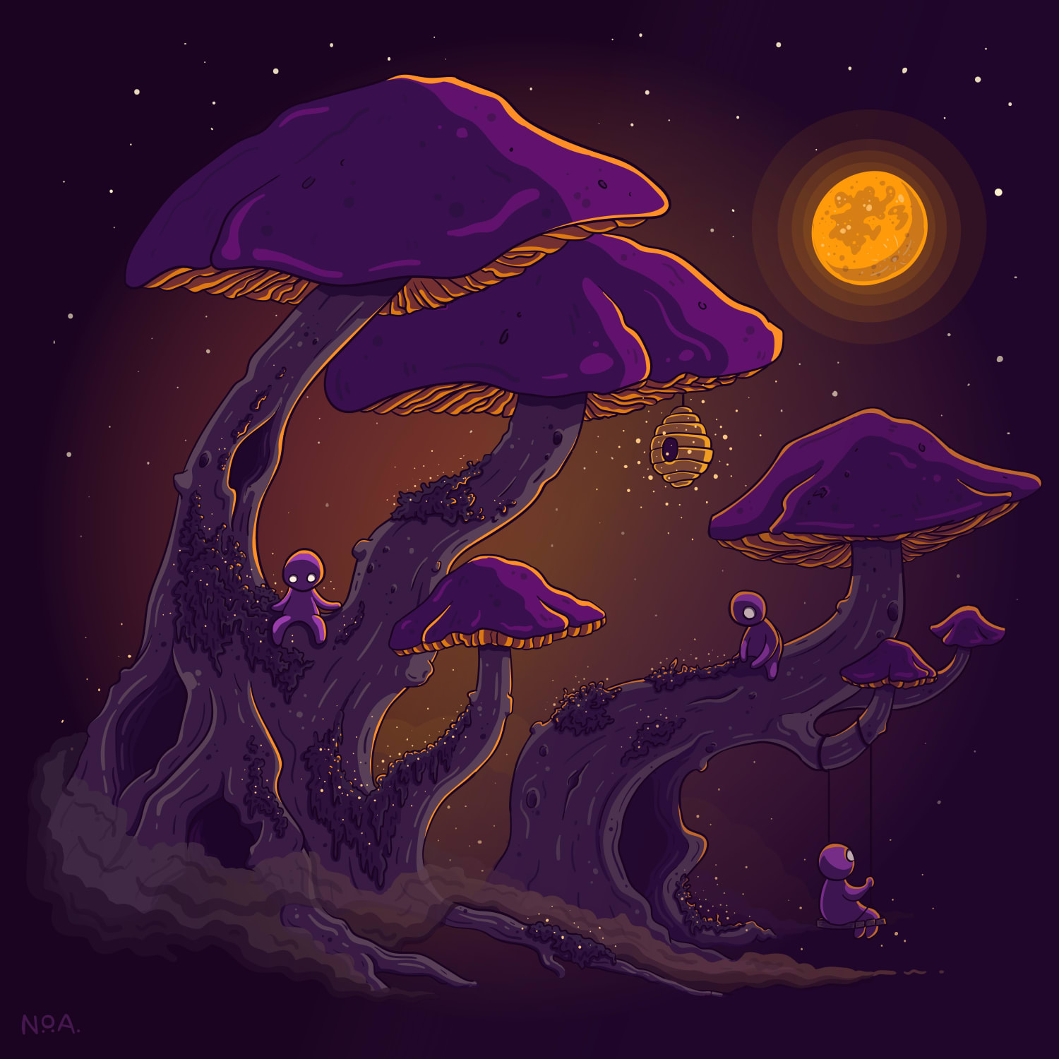Mushroom trees, Me, adobe Illustrator, 2021