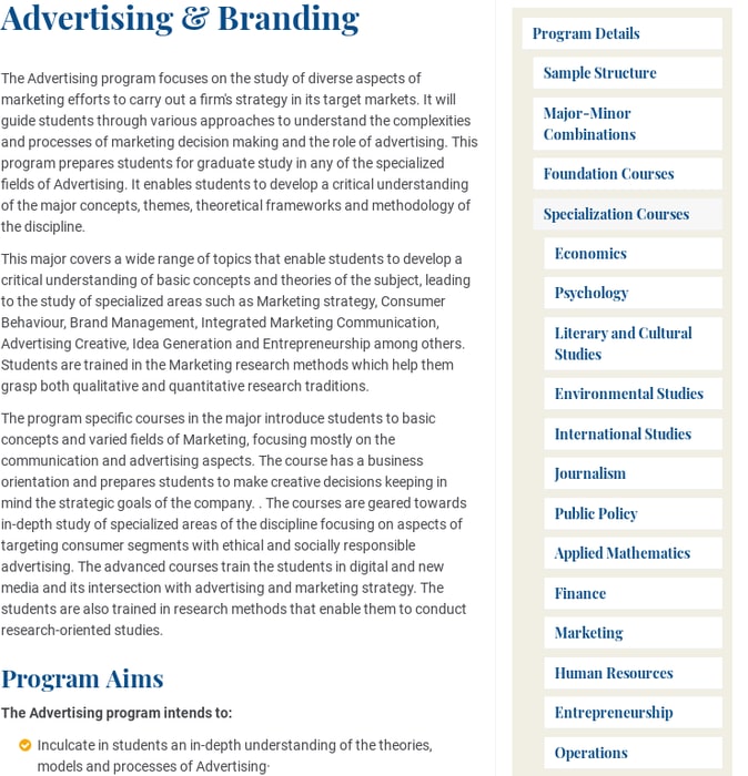 Undergraduate Programs - Advertising & Branding Courses