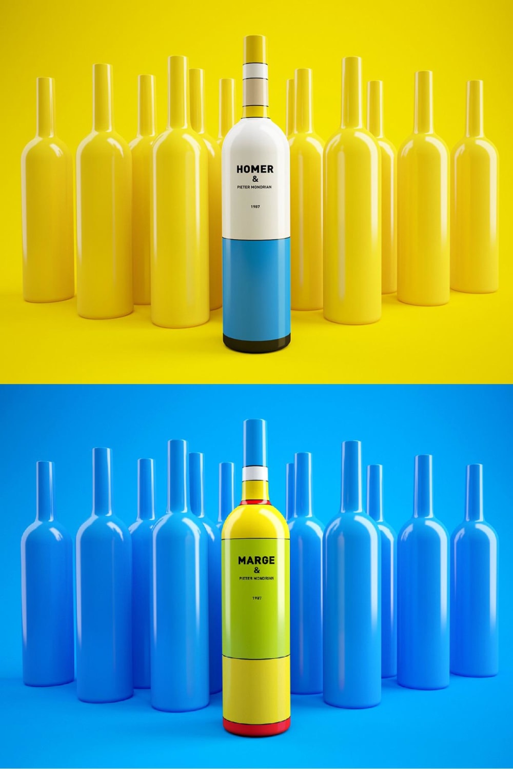 Wine, inspired by The Simpsons and Piet Mondrian (By Bolimond and Patsukevich)
