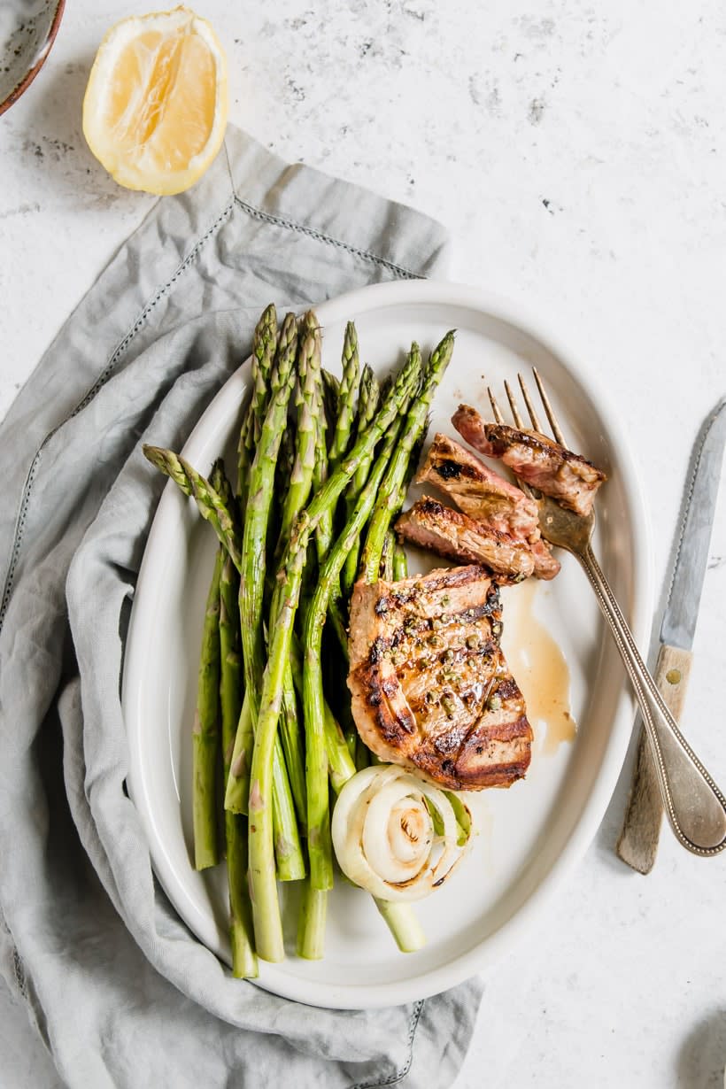 Grilled Lamb Steak with Asparagus