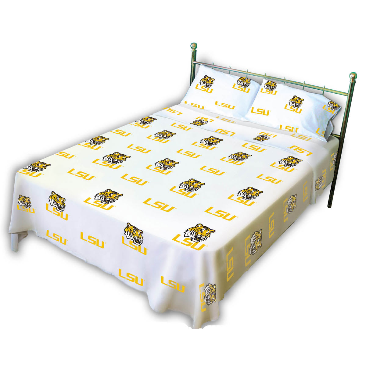 Collegiate LSU Tigers Twin XL Sheet Set - White NCAA Louisiana State Sheets Twin Bed by oBedding.com - Verified Purchase Review Channel
