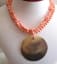 Angel Skin Necklace Coral Two Strand With Black Lip MOP Medallion Vintage 092113MF