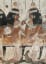 Egyptian ladies at a banquet wearing scented head cones. From a 3500 year old tomb painting at the Tomb of Nebamun in Thebes.