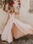 A-Line Spaghetti Straps Pearl Pink Sweep Train Prom Dress with Appliques