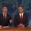 Seth Meyers makes a triumphant return to 'SNL's' 'Weekend Update,' while Michael Che drops the n-word