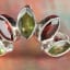 Garnet & Peridot Ring,925 Silver,Red Green Stone