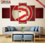 Atlanta Hawks Wall Art Canvas Painting Picture Poster Framed 5 Piece .