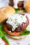 Grilled Burgers with Blue Cheese and Chive Topping