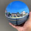 A 360° photo printed on a sphere.