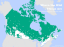 Green represents area where people do not live in Canada.