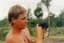 Steve Irwin examining a baby platypus 1985