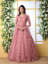 Light Coral Color Net Fabric Thread Embroidered Gown Style Anarkali Suit